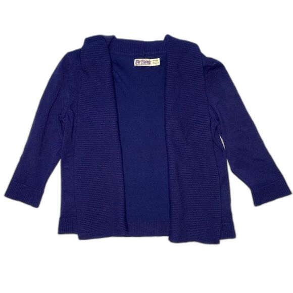Vintage FADED GLORY Cardigan Sweater Open Front 3/4 Sleeve Womens M Navy Blue - Picture 1 of 11